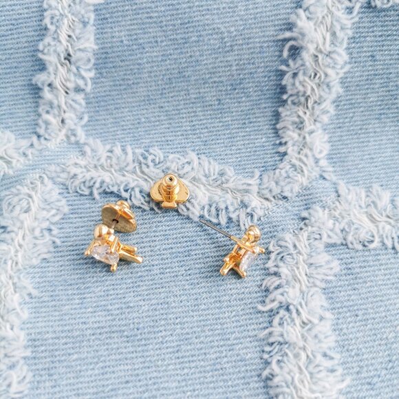 Kate Spade Love Birds Gold Clear Stud Earrings Trendy Jewelry - Picture 3 of 3